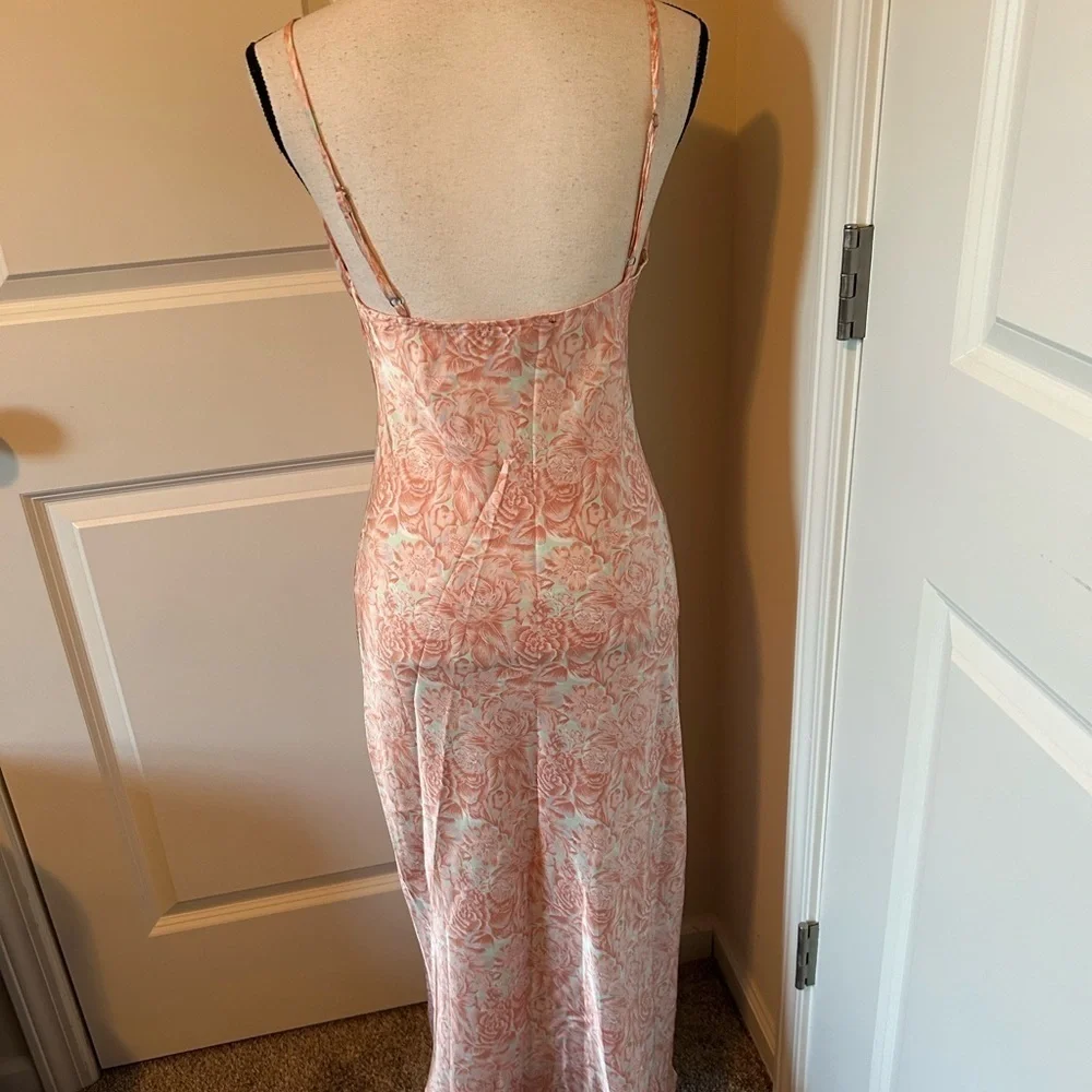 Paper heart, silk floral, skinny strap, maxi dress with slit